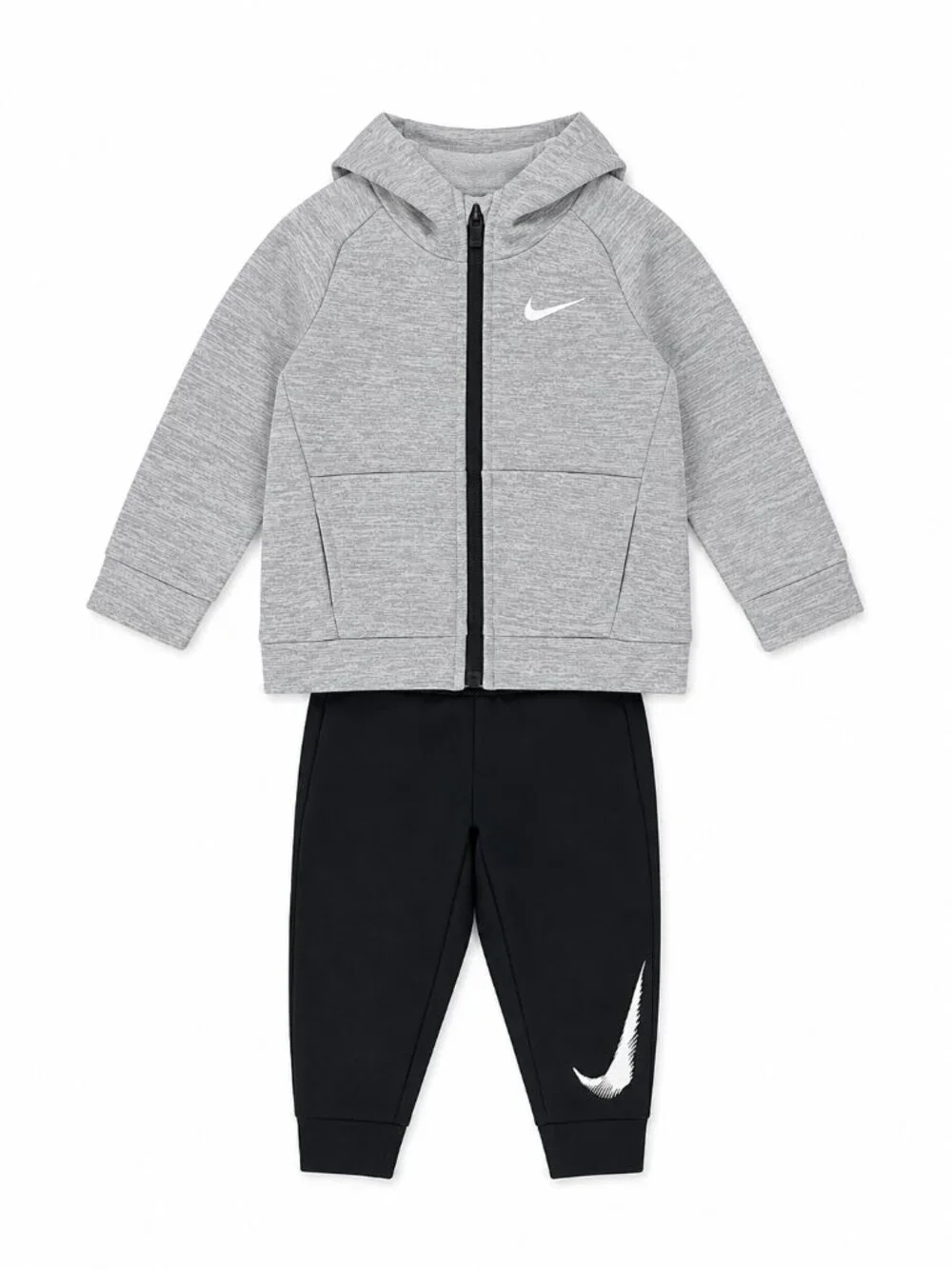 NWT Nike Toddler Boy Jogger Set Size 18 Months Gray Hoodie Black Pants